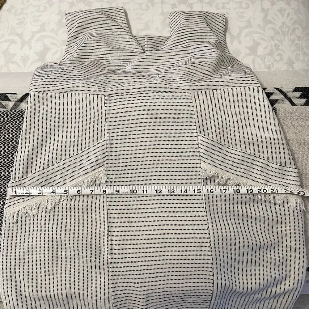 Mirth Biarritz 100% Cotton Ivory/Black Striped Dress Sz-L